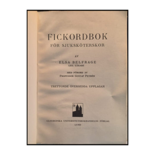 Elsa Belfrage: Fickordbok För Sjuksköterskor