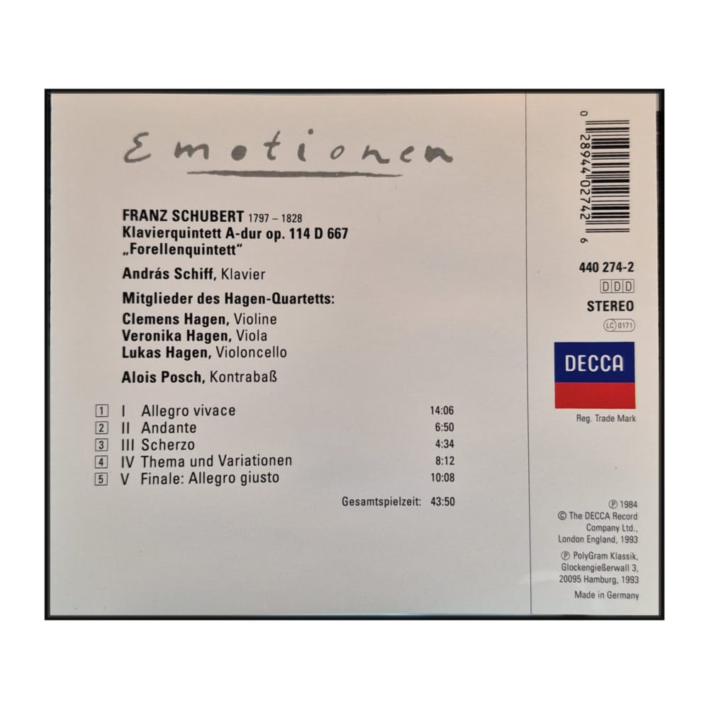 Franz  Schubert : Forellenquintett: Emotions