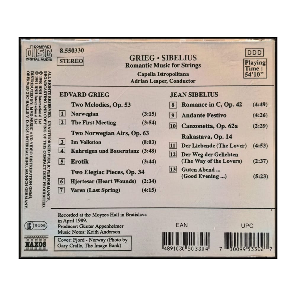 Grieg & Sibelius: Romantic Music For Strings