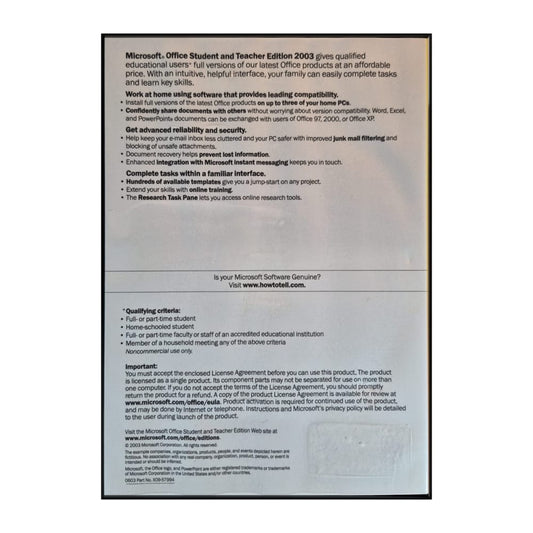 Microsoft Office Student And Teacher Edition 2003