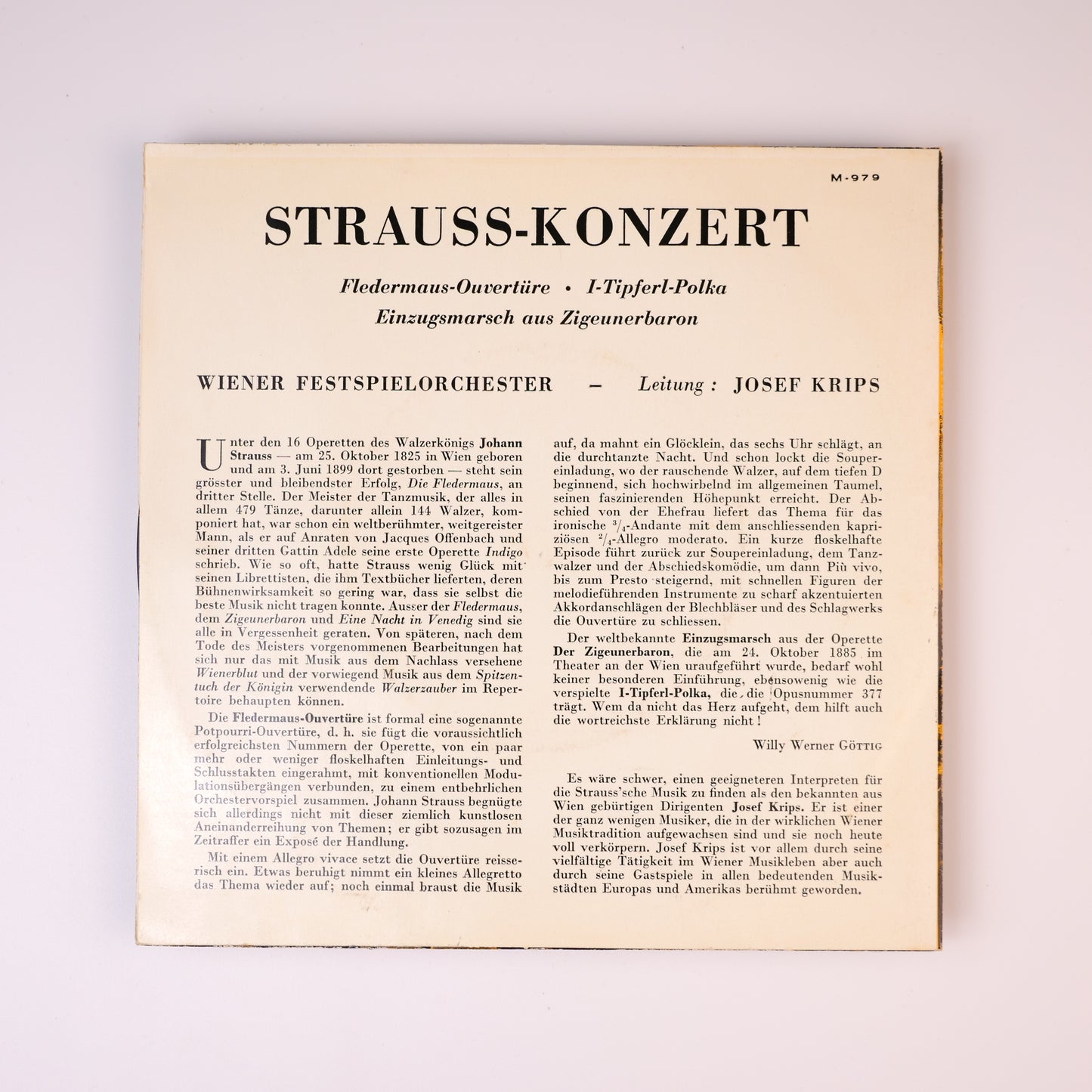 Johann Strauss Jr: Strauss-Konzert- VINYL ( M979 )